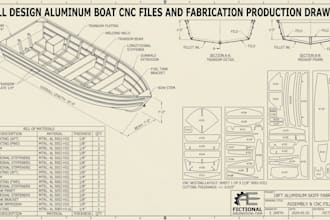 design aluminium boat cnc files and fabrication production drawings