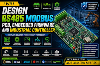 design rs485 modbus pcb, embedded firmware and industrial controller