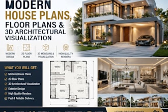 design modern house plans, floor plans and 3d architectural visualization