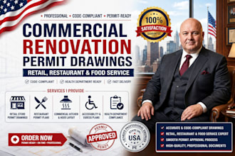 create commercial renovation permit drawings for retail and restaurants