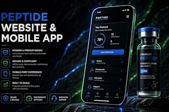 design a peptide ecommerce website and healthcare mobile app