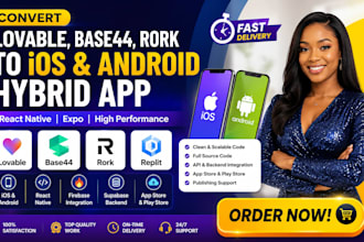 convert lovable to ios base44 react native android app ios app hybrid app rork