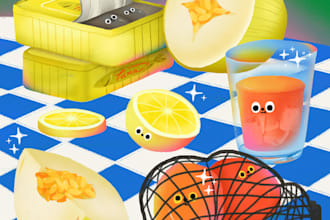 create cute food and drink illustrations