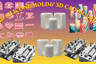design custom 3d silicone mold, injection mold and stl files for 3d printing