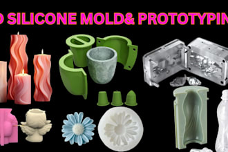 design custom 3d silicone mold, injection mold and stl files for 3d printing