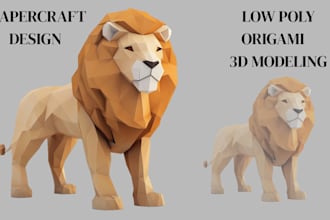 create low poly papercraft models and printable templates