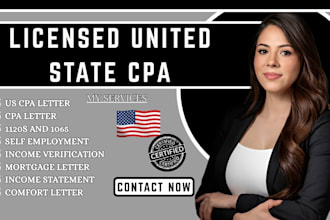 provide licensed CPA letter for 1120s, 1065 self employment income verification