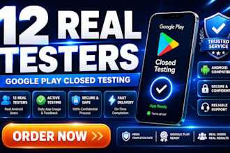 provide 12 or 20 tester for your goggle play console closed testing