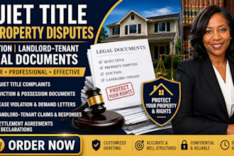 draft documents for property disputes, evictions and landlord tenant claims