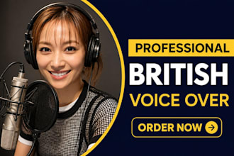 record a british female voiceover for audiobook narration with natural voice