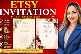 design luxury wedding invitation templates for etsy canva editable
