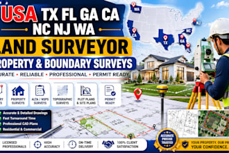 usa tx fl ga ca nc nj wg land surveyor property and boundary surveys