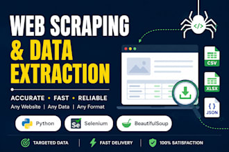 do web scraping and data extraction using python and selenium