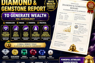 give sculpt printable diamond gemstone report to generate wealth via astrology