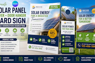 create canva solar panel flyer door hanger yard sign lead generation marketing