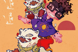 design a stylized creature or monster character
