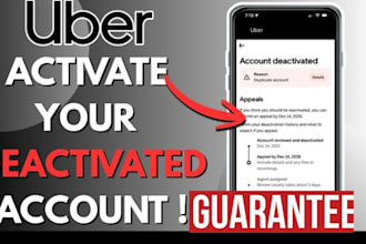 reinstate your uber, eat driver, spark, flex, walmart deactivated account