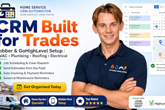 set up jobber or gohighlevel CRM for hvac, plumbing, roofing and home service