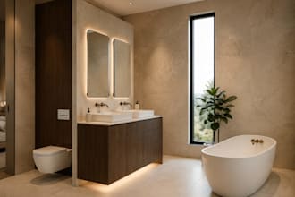 design a modern bathroom interior with sketchup and realistic renders