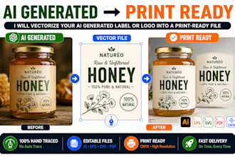 vectorize your ai generated label, logo design into a print ready file