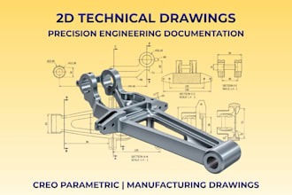 create 2d mechanical technical drawings for manufacturing