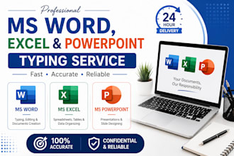 do ms word, excel and powerpoint typing and formatting