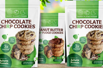 design modern food product packaging, pouch, bag, can, box design with 3d mockup