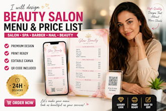 design beauty salon spa price list service menu barber menu flyer design