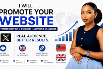 promote website, do twitter shoutout, share link to active US UK audience