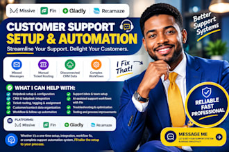 setup missive fin gladly reamaze helpdesk CRM integration workflow automation