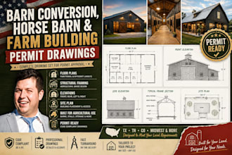 barn conversion, horse barn and farm building permit drawings
