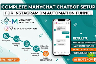 setup manychat chatbot marketing funnel with instagram dm automation setup