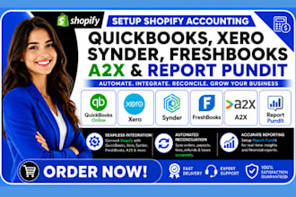 setup shopify accounting quickbooks xero  synder freshbooks a2x report pundit