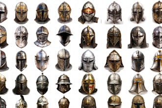 create 3d model, 3d face sculpt, 3d sculpture, bust model, and knight helmet
