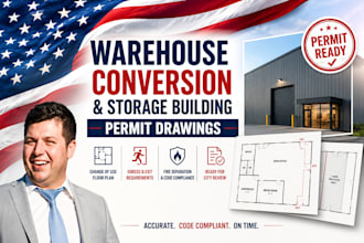 warehouse conversion and storage building permit drawings