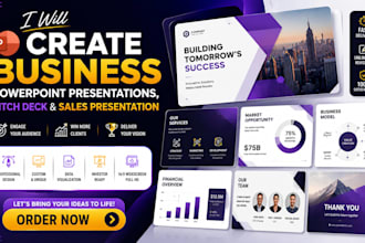 create powerpoint presentations, pitch decks and sales presentations