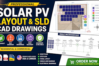 create solar pv layout and sld cad drawings usa