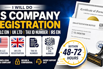 do us company registration, register US llc ein, UK ltd, tax id number, irs ein