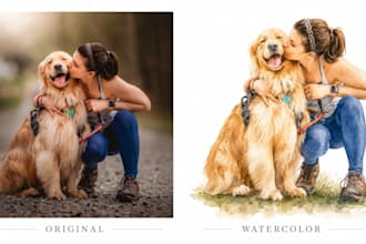 create a watercolour portrait from your photo for a gift