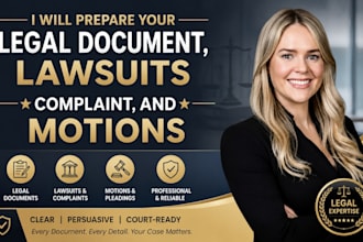 prepare legal document, lawsuits complaint, motions