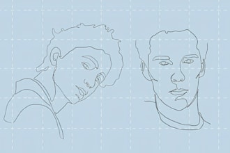 draw one line art and minimalist line art portrait in vector art