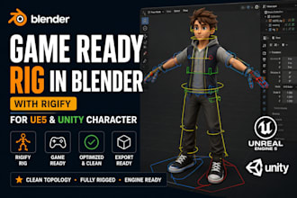 do game ready rig in blender with rigify for ue5 and unity character
