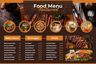 do animated digital food menu menu board price list for cafe bar restaurant boa