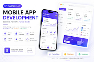 build a custom flutterflow mobile app with firebase or supabase