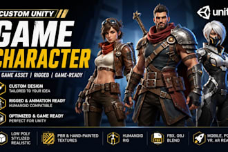 design custom unity game character, 3d game asset, low poly game model