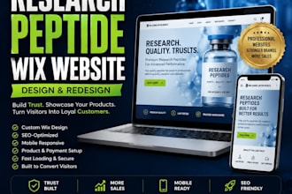 design or redesign research peptide wix website with elementor pro