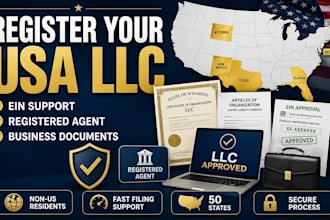 register your USA llc, get ein, registered agent and business documents