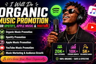 do organic music promotion for spotify apple music youtube