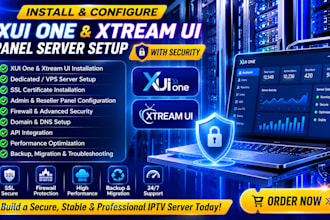 install and configure xui one, xtream ui panel, server setup with security