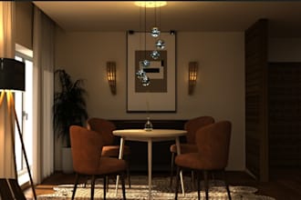 design a modern living room with realistic 3d visualization